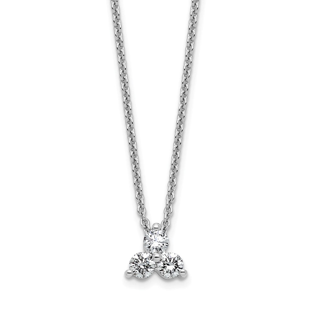 14K White Gold True Origin 1/4 Carat Lab Grown Diamond Vs D E F Three Stone 18 Inch Necklace