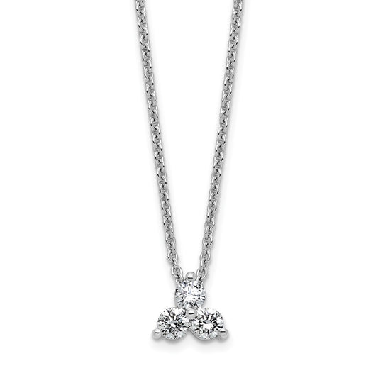 14K White Gold True Origin 1/4 Carat Lab Grown Diamond Vs D E F Three Stone 18 Inch Necklace