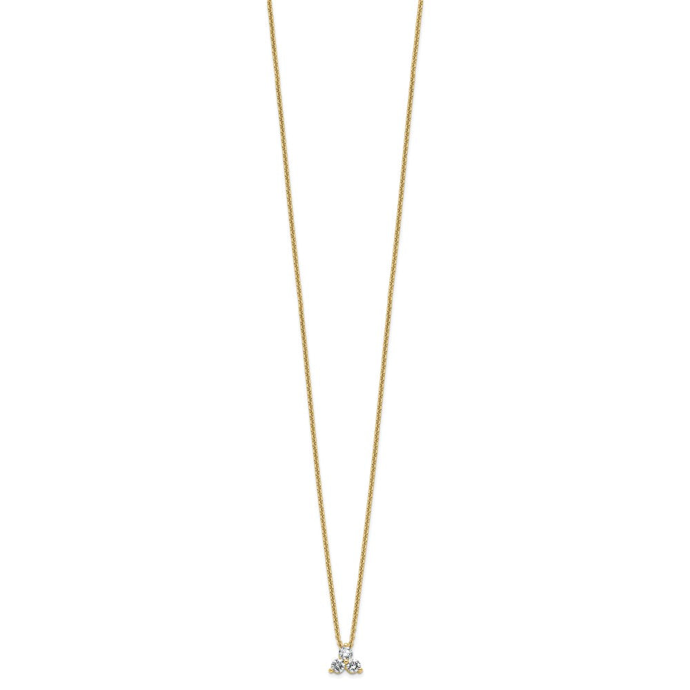 14K Yellow Gold True Origin 1/4 Carat Lab Grown Diamond Vs D E F Three Stone 18 Inch Necklace