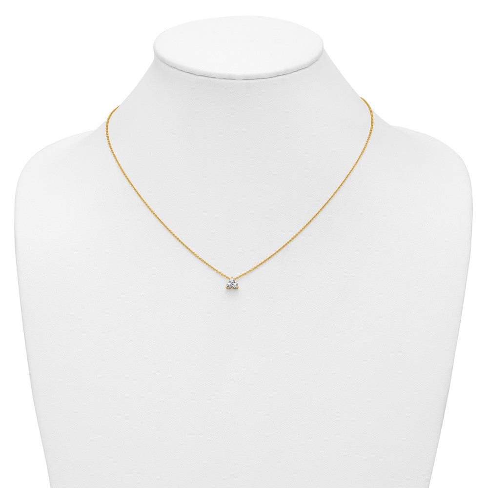 14K Yellow Gold True Origin 1/4 Carat Lab Grown Diamond Vs D E F Three Stone 18 Inch Necklace