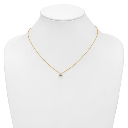 14K Yellow Gold True Origin 1/4 Carat Lab Grown Diamond Vs D E F Three Stone 18 Inch Necklace