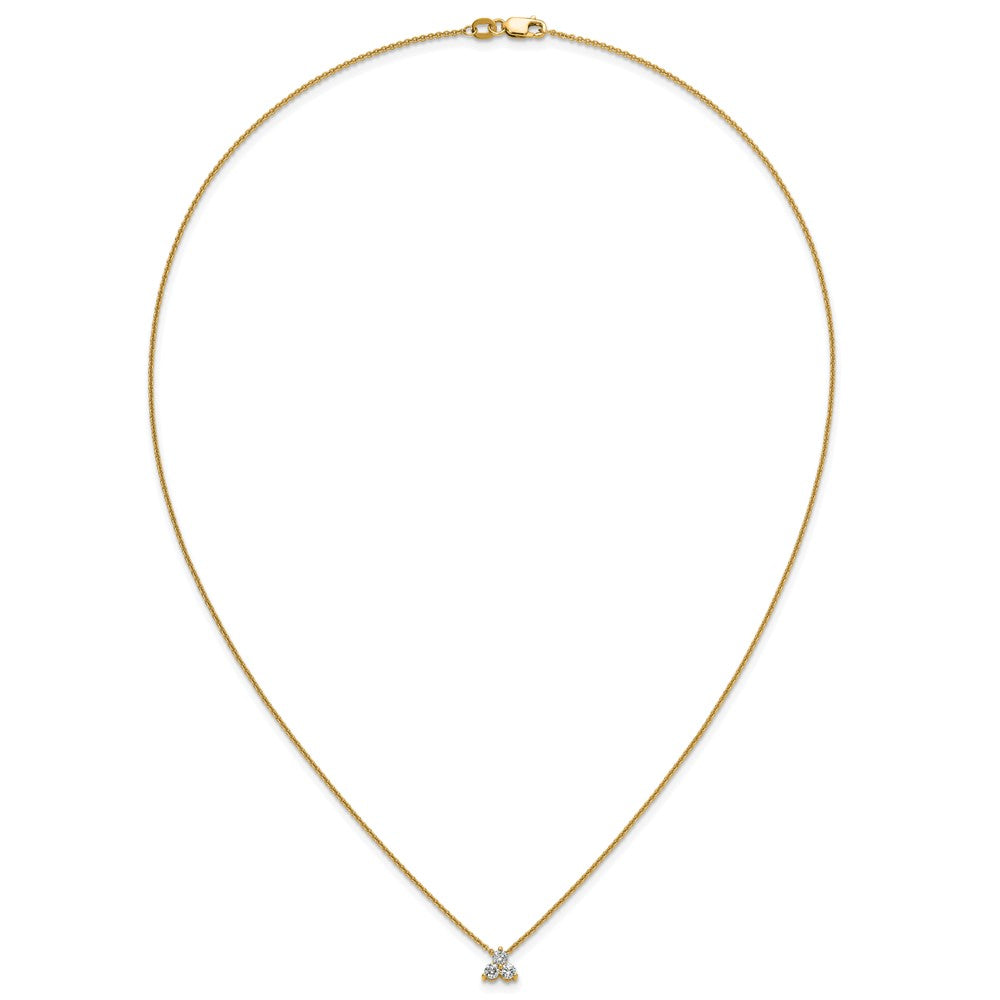 14K Yellow Gold True Origin 1/4 Carat Lab Grown Diamond Vs D E F Three Stone 18 Inch Necklace