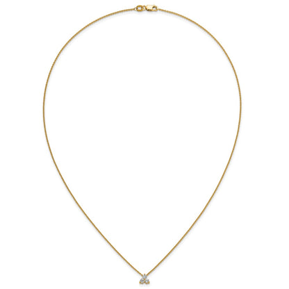 14K Yellow Gold True Origin 1/4 Carat Lab Grown Diamond Vs D E F Three Stone 18 Inch Necklace