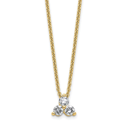 14K Yellow Gold True Origin 1/4 Carat Lab Grown Diamond Vs D E F Three Stone 18 Inch Necklace