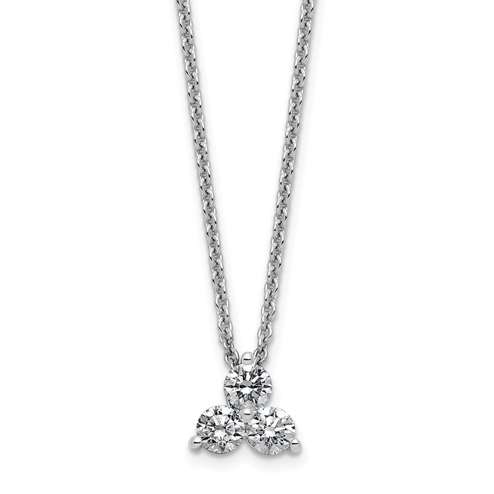 14K White Gold True Origin 3/8 Carat Lab Grown Diamond Vs D E F Three Stone 18 Inch Necklace
