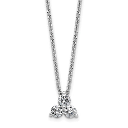 14K White Gold True Origin 3/8 Carat Lab Grown Diamond Vs D E F Three Stone 18 Inch Necklace