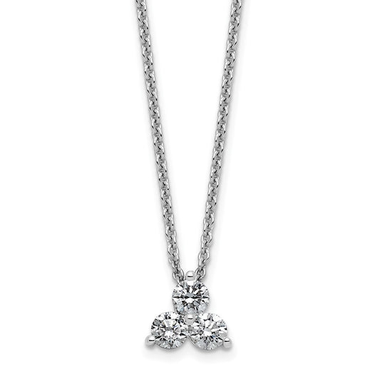 14K White Gold True Origin 3/8 Carat Lab Grown Diamond Vs D E F Three Stone 18 Inch Necklace