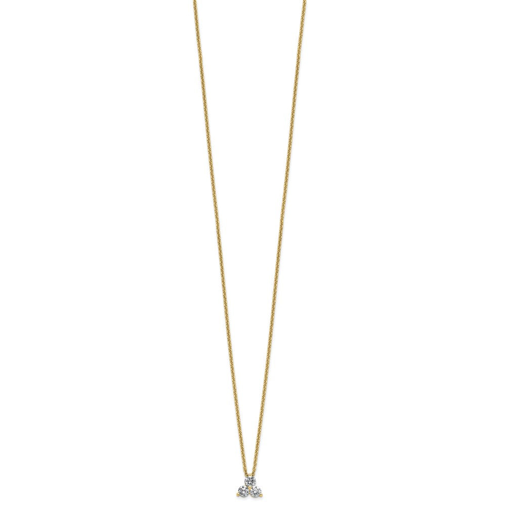 14K Yellow Gold True Origin 3/8 Carat Lab Grown Diamond Vs D E F Three Stone 18 Inch Necklace