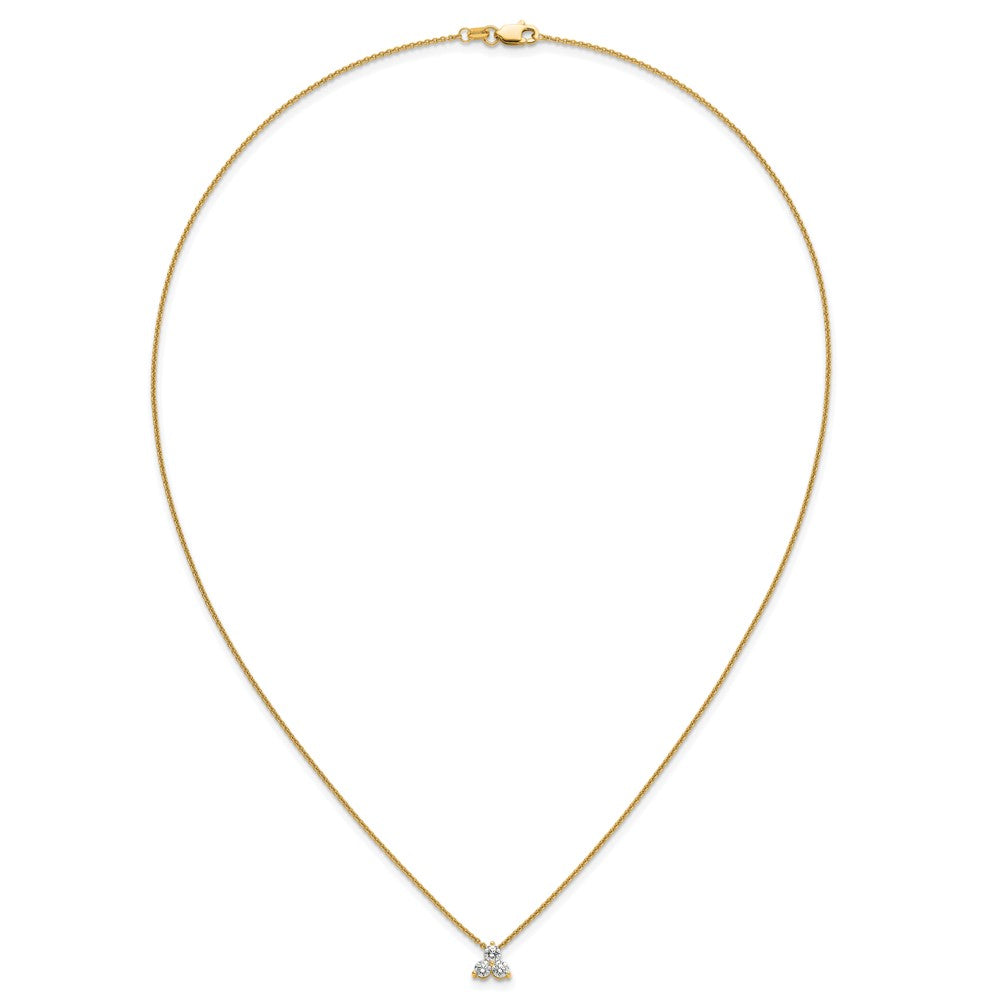 14K Yellow Gold True Origin 3/8 Carat Lab Grown Diamond Vs D E F Three Stone 18 Inch Necklace
