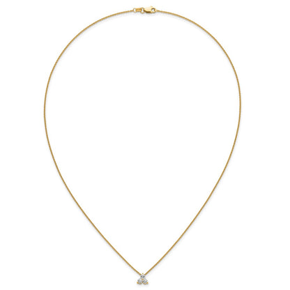 14K Yellow Gold True Origin 3/8 Carat Lab Grown Diamond Vs D E F Three Stone 18 Inch Necklace