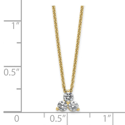 14K Yellow Gold True Origin 3/8 Carat Lab Grown Diamond Vs D E F Three Stone 18 Inch Necklace