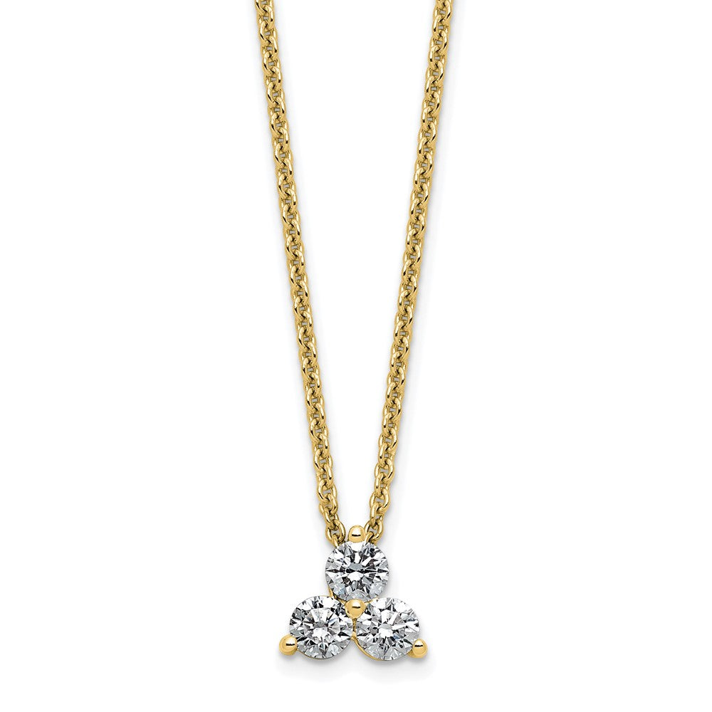 14K Yellow Gold True Origin 3/8 Carat Lab Grown Diamond Vs D E F Three Stone 18 Inch Necklace