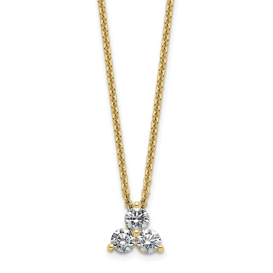 14K Yellow Gold True Origin 3/8 Carat Lab Grown Diamond Vs D E F Three Stone 18 Inch Necklace