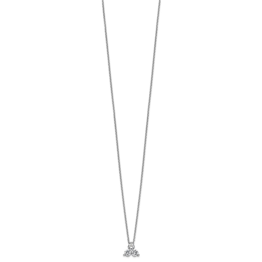14K White Gold True Origin 1/2 Carat Lab Grown Diamond Vs D E F Three Stone 18 Inch Necklace
