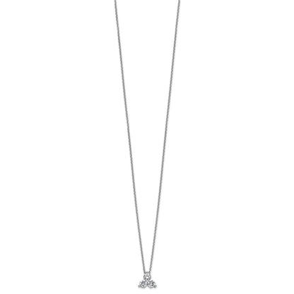 14K White Gold True Origin 1/2 Carat Lab Grown Diamond Vs D E F Three Stone 18 Inch Necklace