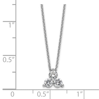 14K White Gold True Origin 1/2 Carat Lab Grown Diamond Vs D E F Three Stone 18 Inch Necklace