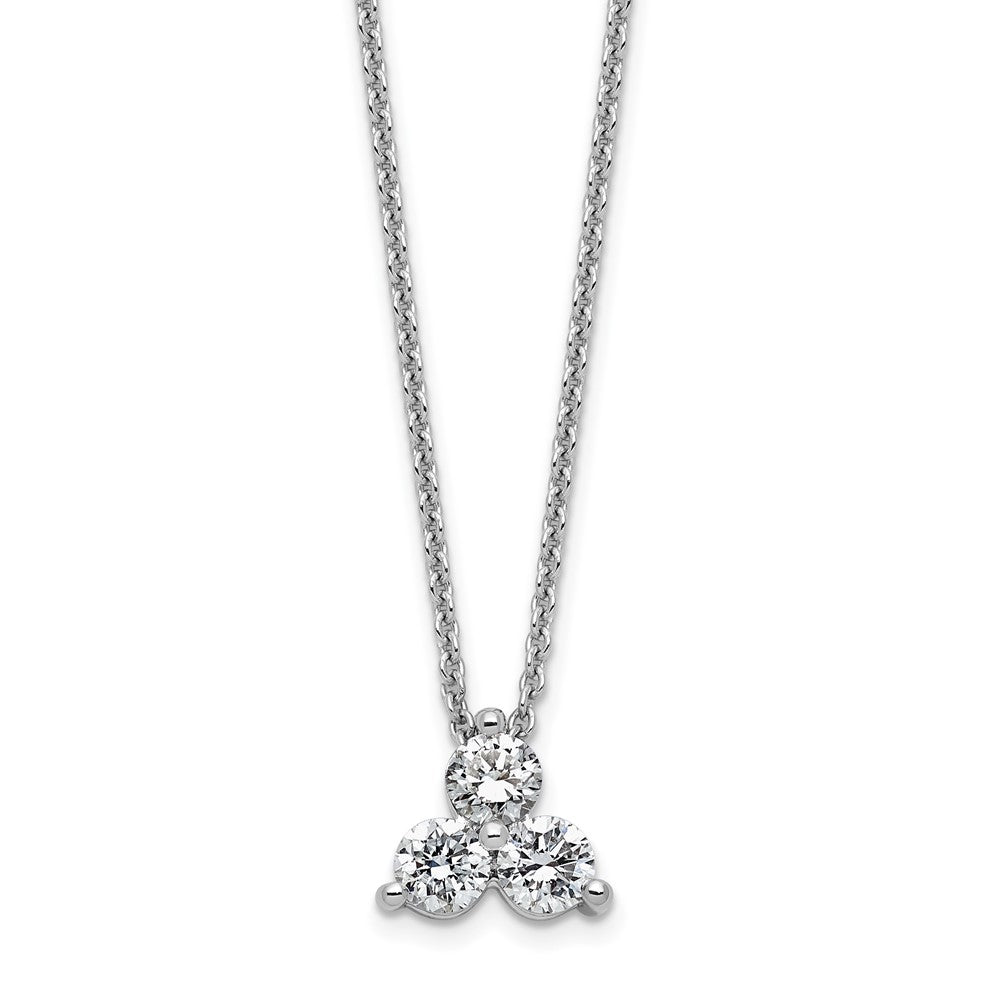 14K White Gold True Origin 1/2 Carat Lab Grown Diamond Vs D E F Three Stone 18 Inch Necklace