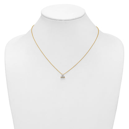 14K Yellow Gold True Origin 1/2 Carat Lab Grown Diamond Vs D E F Three Stone 18 Inch Necklace