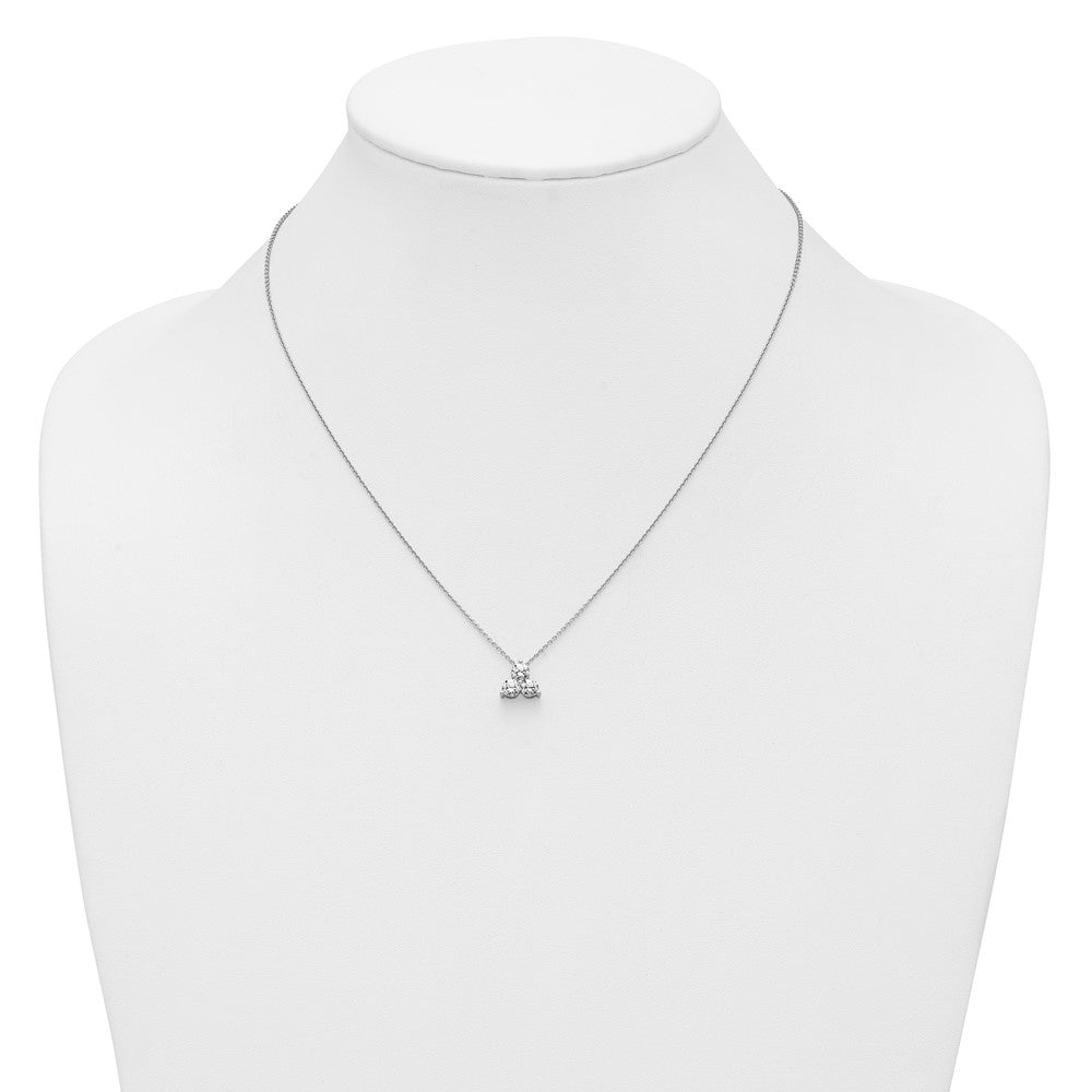 14K White Gold True Origin 3/4 Carat Lab Grown Diamond Vs D E F Three Stone 18 Inch Necklace