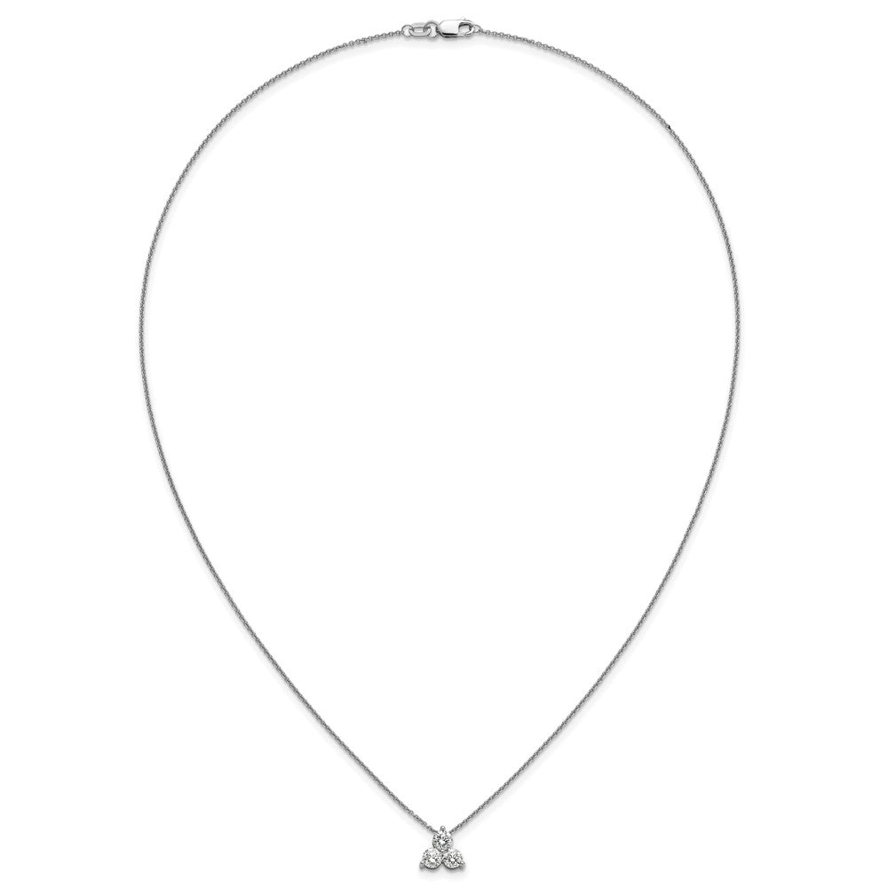 14K White Gold True Origin 3/4 Carat Lab Grown Diamond Vs D E F Three Stone 18 Inch Necklace