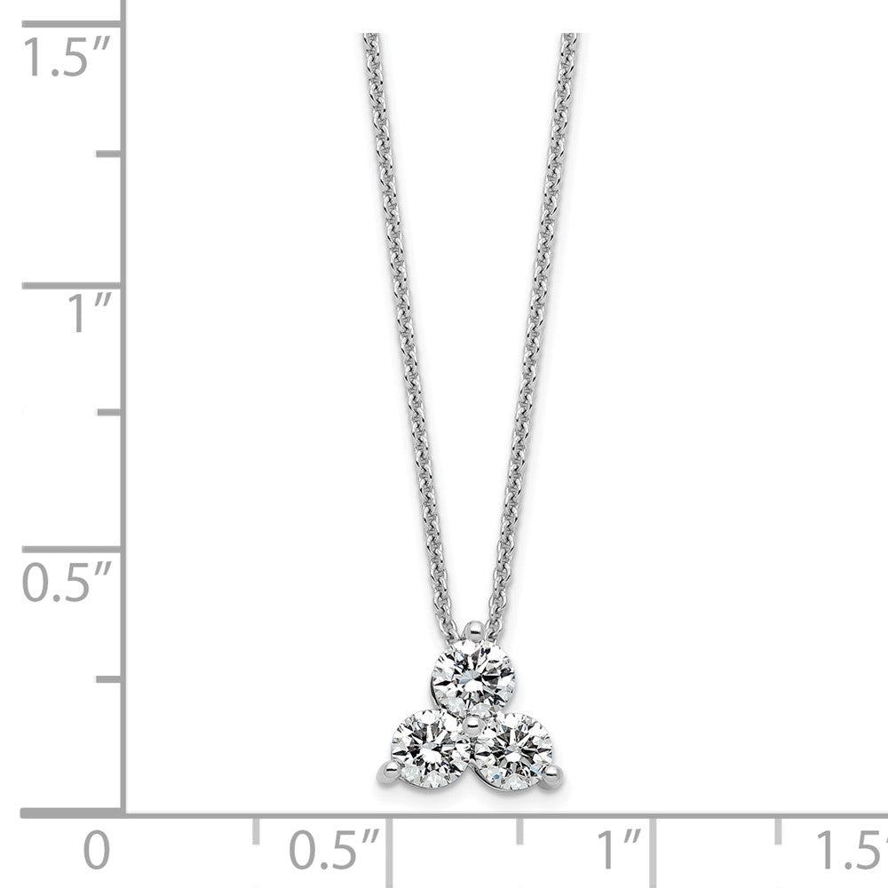 14K White Gold True Origin 3/4 Carat Lab Grown Diamond Vs D E F Three Stone 18 Inch Necklace