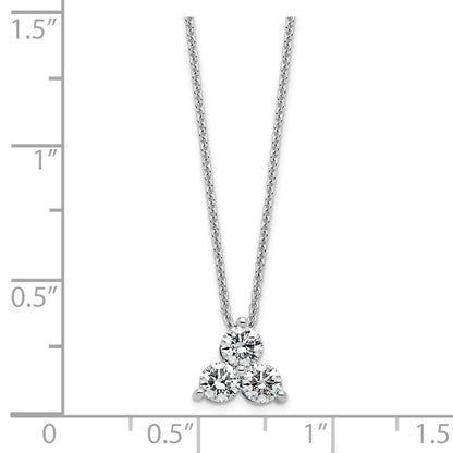 14K White Gold True Origin 3/4 Carat Lab Grown Diamond Vs D E F Three Stone 18 Inch Necklace