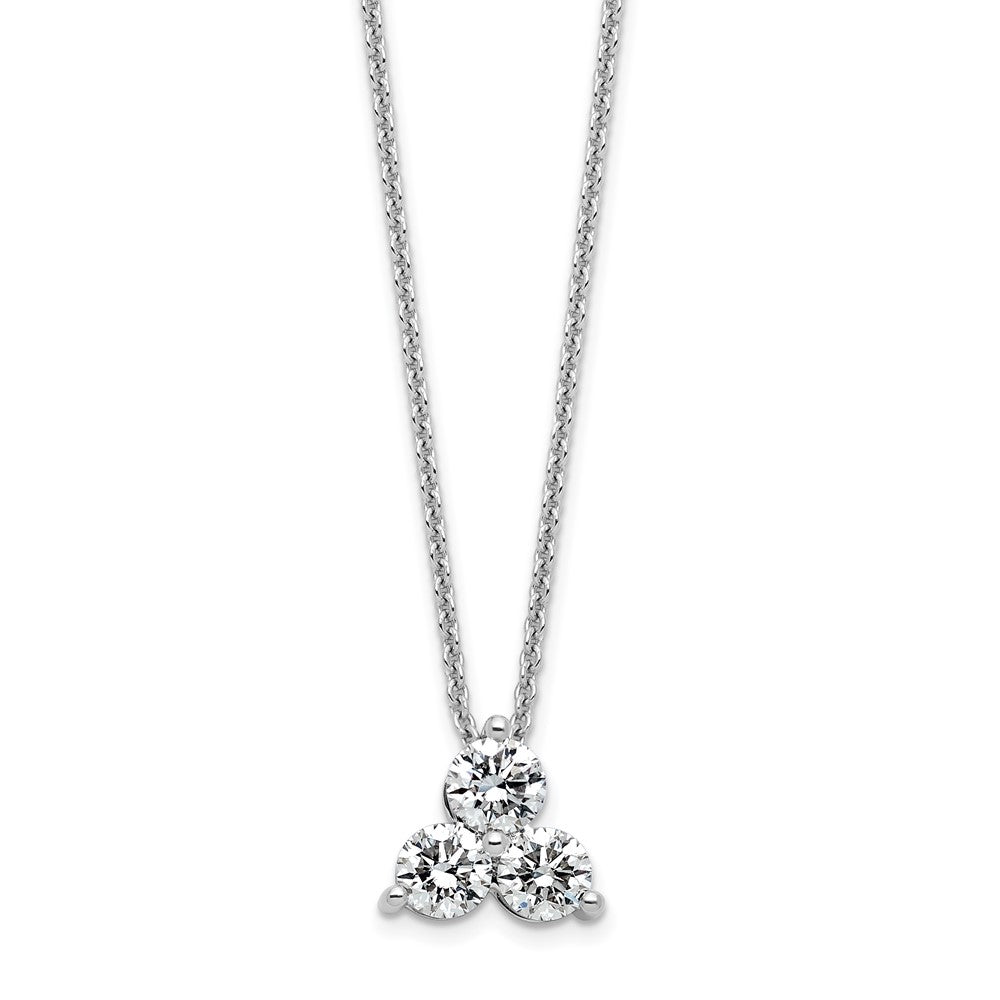 14K White Gold True Origin 3/4 Carat Lab Grown Diamond Vs D E F Three Stone 18 Inch Necklace