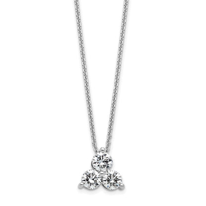 14K White Gold True Origin 3/4 Carat Lab Grown Diamond Vs D E F Three Stone 18 Inch Necklace