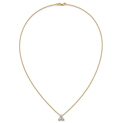 14K Yellow Gold True Origin 3/4 Carat Lab Grown Diamond Vs D E F Three Stone 18 Inch Necklace