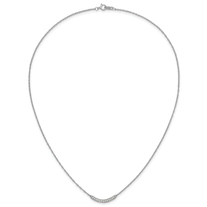 10K White Gold Diamond Curved Bar 18 Inch Necklace