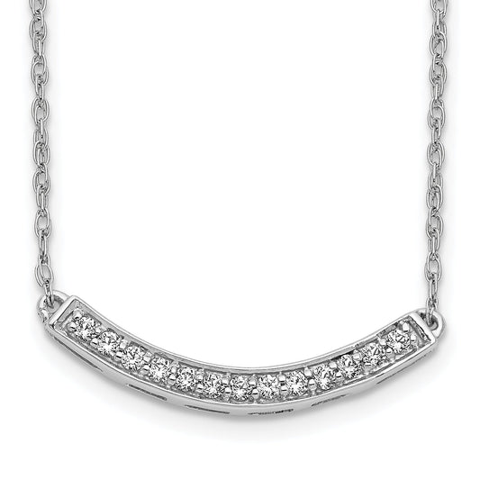 10K White Gold Diamond Curved Bar 18 Inch Necklace