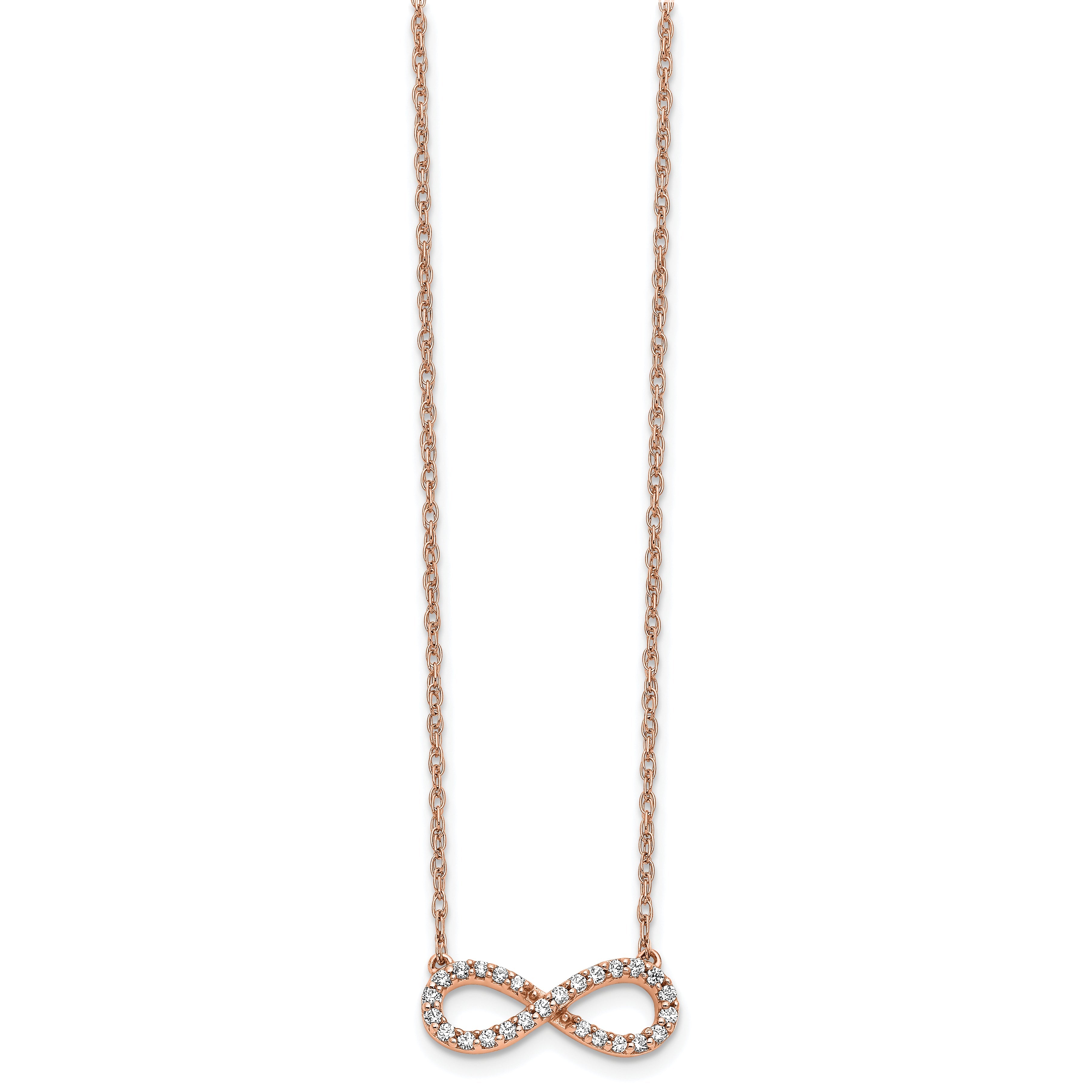 10K Rose Gold Polished Diamond Infinity Symbol 18 Inch Necklace
