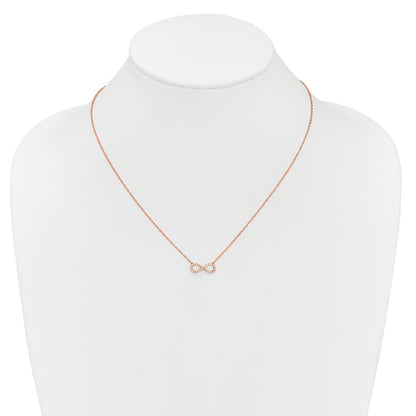 10K Rose Gold Polished Diamond Infinity Symbol 18 Inch Necklace