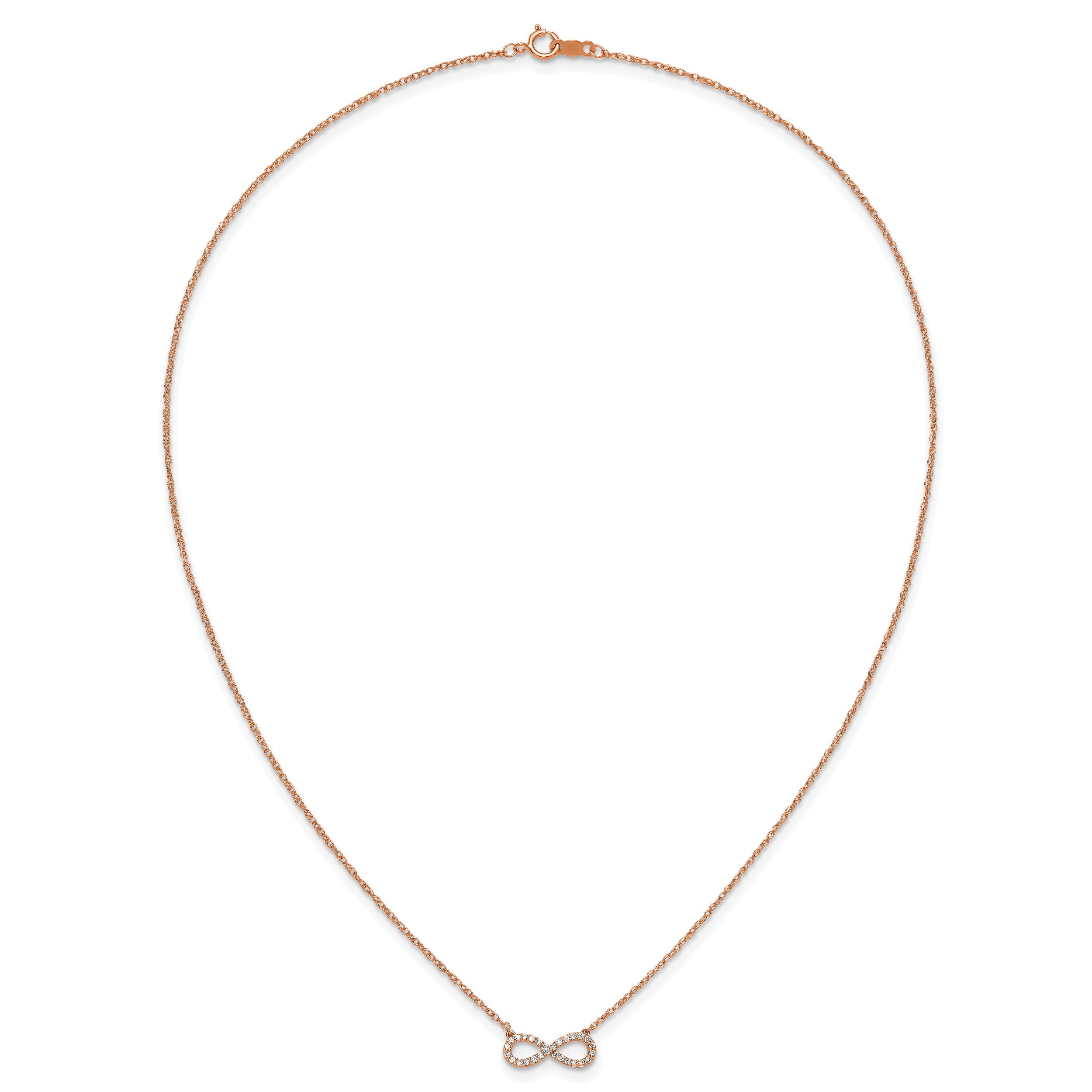 10K Rose Gold Polished Diamond Infinity Symbol 18 Inch Necklace