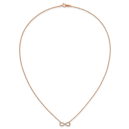 10K Rose Gold Polished Diamond Infinity Symbol 18 Inch Necklace