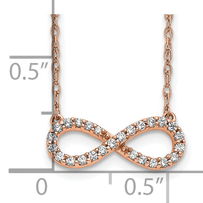 10K Rose Gold Polished Diamond Infinity Symbol 18 Inch Necklace