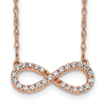 10K Rose Gold Polished Diamond Infinity Symbol 18 Inch Necklace