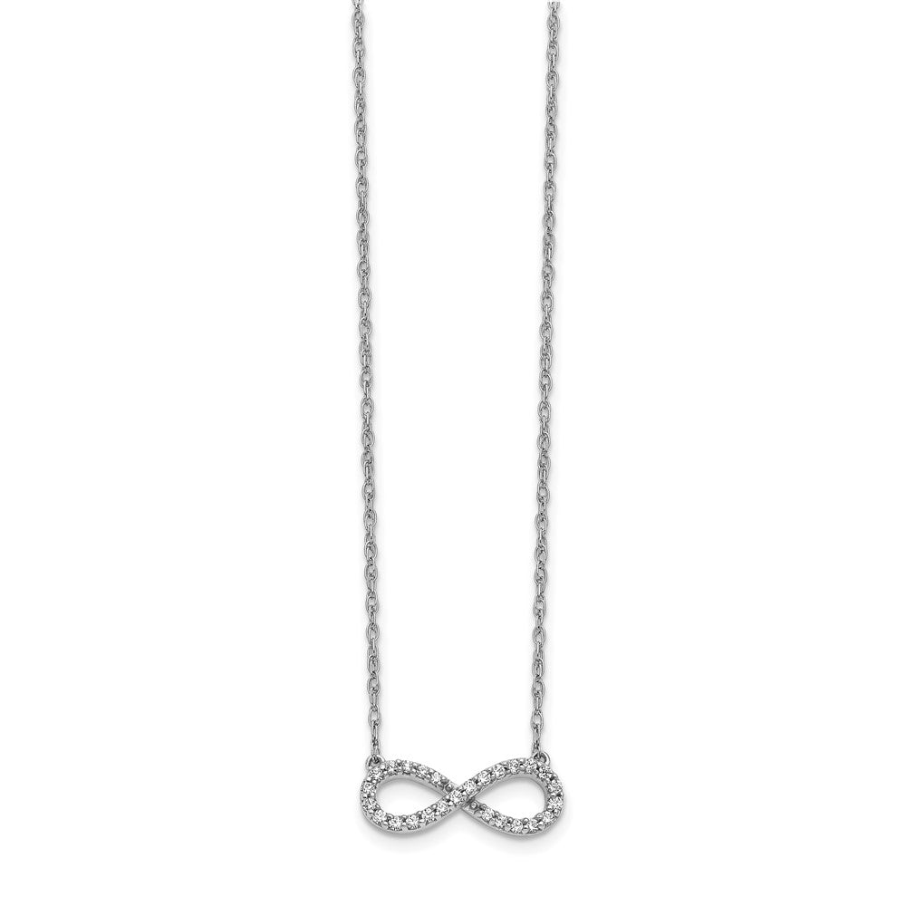 14k White Gold 1/6 Ct. Lab Grown Diamond VS/SI+ G+ 18 inch Infinity Symbol Necklace