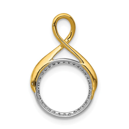 14k Two-tone Two Tone 1/10 Ct. Lab Grown Diamond VS/SI+ G+ Fashion Circle Dangle Chain Slide Pendant