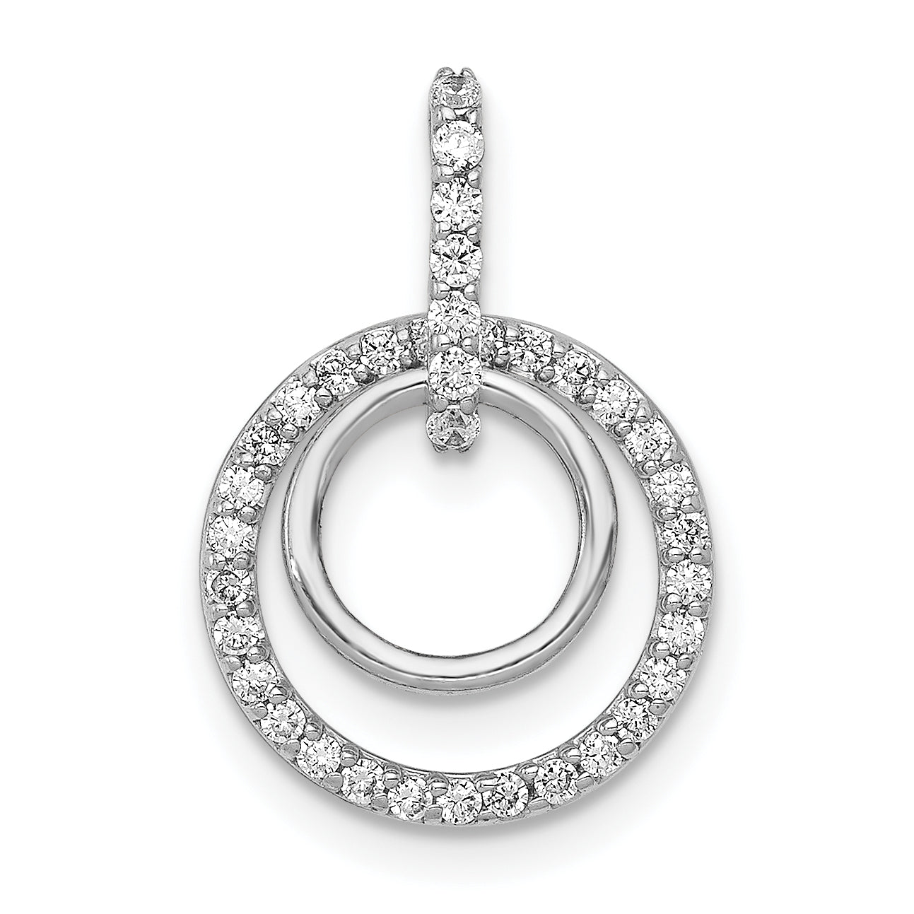 10K White Gold 1/4Ct. Diamond Double Circle Dangle Pendant