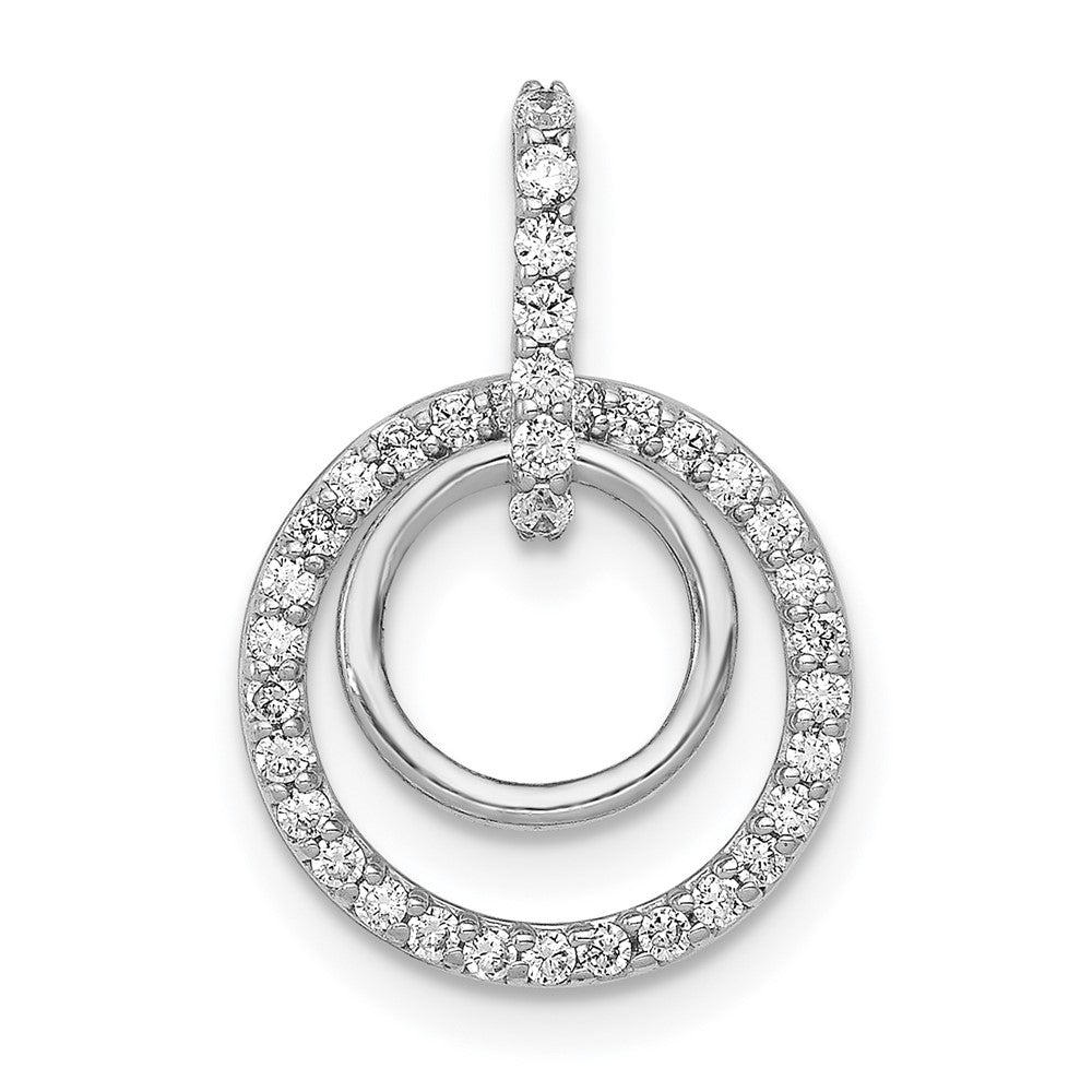 14k White Gold 1/4 Ct. Lab Grown Diamond VS/SI+ G+ Double Circle Dangle Pendant