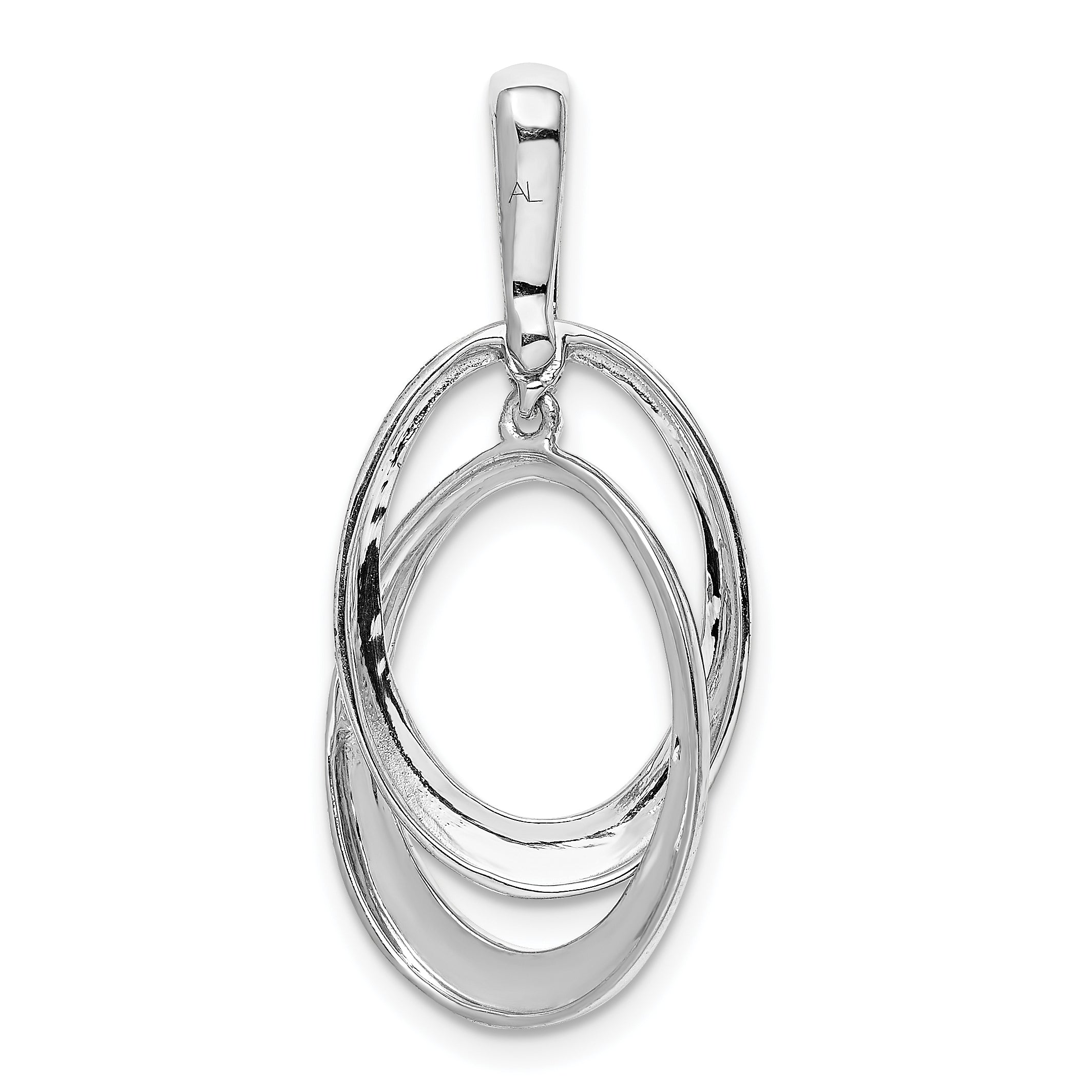 10K White Gold 1/20Ct. Diamond Double Oval Pendant