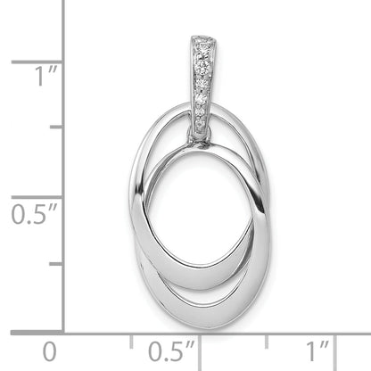 10K White Gold 1/20Ct. Diamond Double Oval Pendant