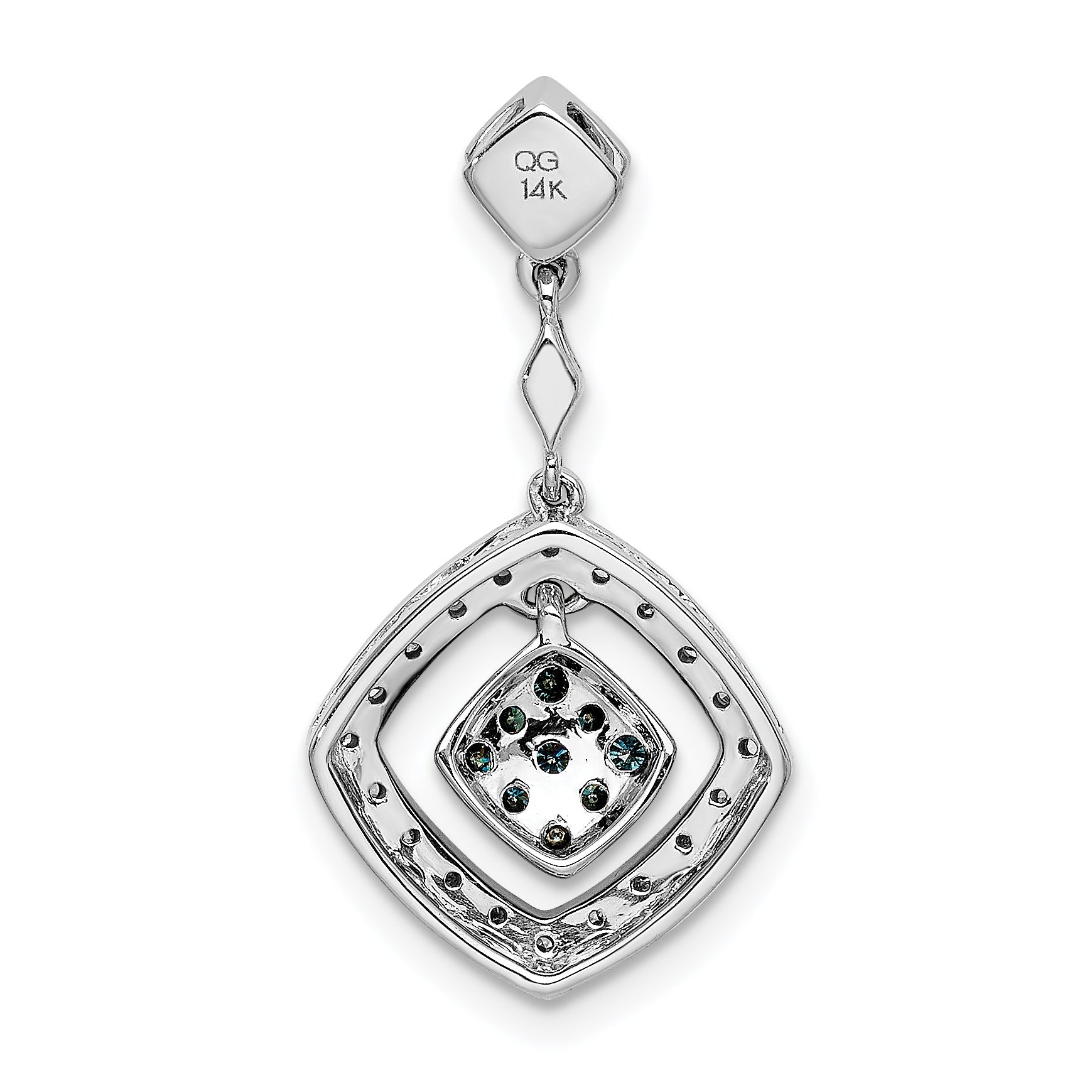 14k White Gold 14k White Gold 1/4ct. White and Blue Diamond Dangle Pendant