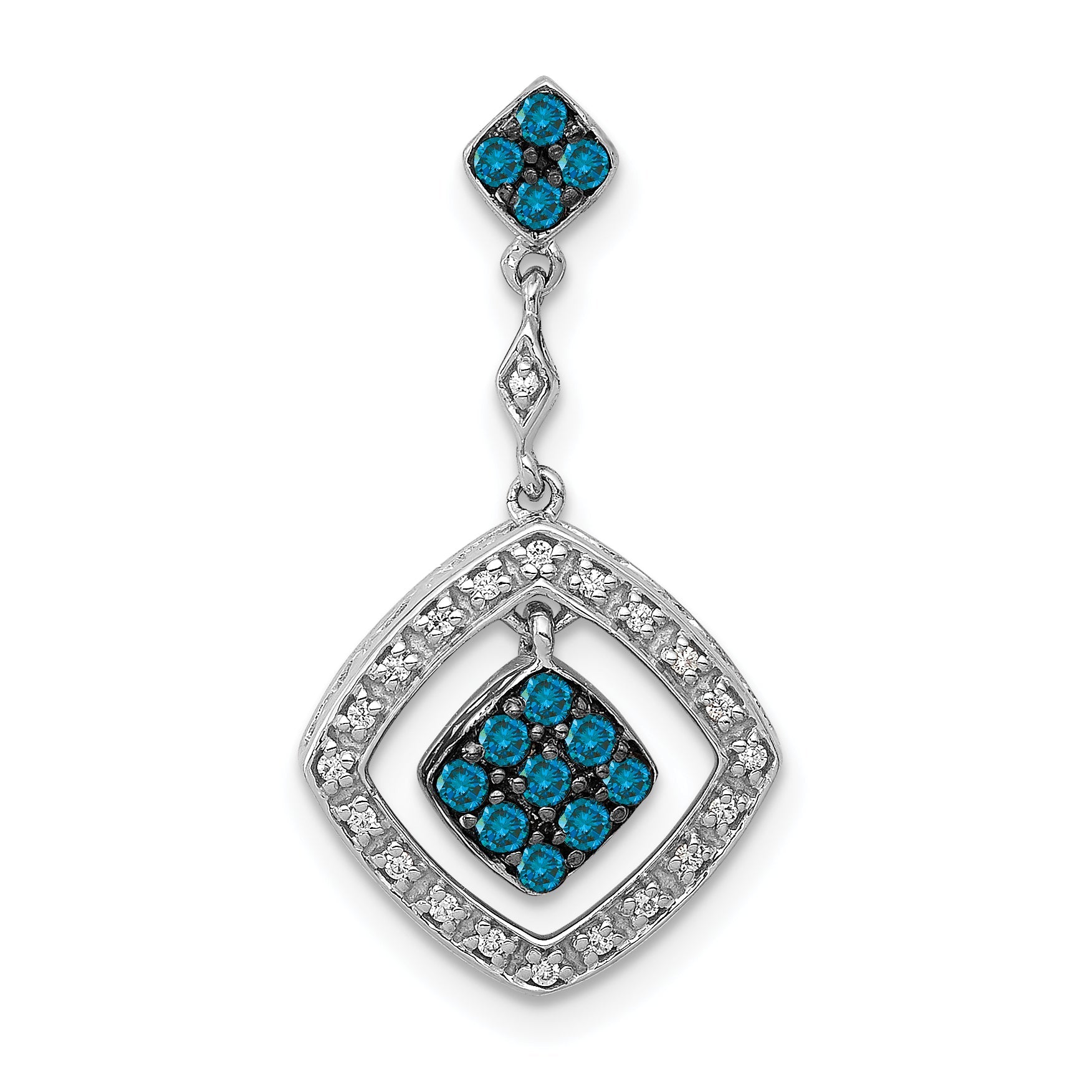 14k White Gold 14k White Gold 1/4ct. White and Blue Diamond Dangle Pendant
