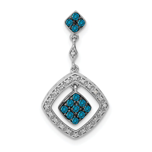 14k White Gold 14k White Gold 1/4ct. White and Blue Diamond Dangle Pendant