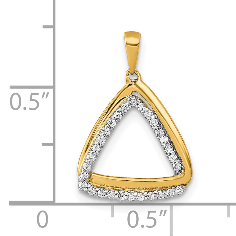 10K Yellow Gold 1/6Ct. Diamond Double Triangle Pendant