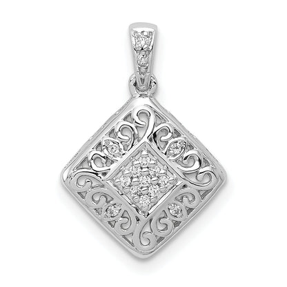 14K White Gold 1/15Ct. Diamond Fancy Pendant