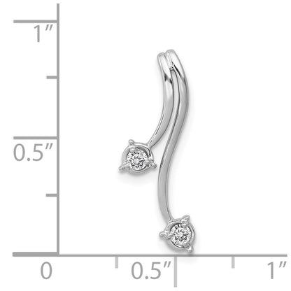 14K White Gold 1/10Ct. Diamond Double Curved Lines Chain Slide