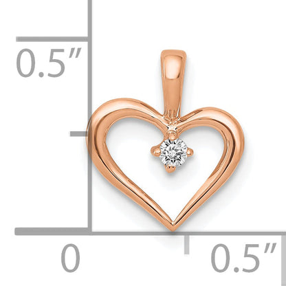 10K Rose Gold 10K Aa .02Ct. Diamond Heart Pendant
